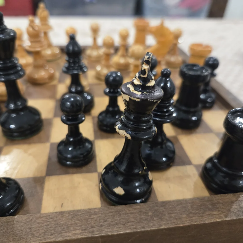 Vintage Wooden Checkers Backgammon Set Folding Board Games Rustic Decor. - Picture 11 of 16